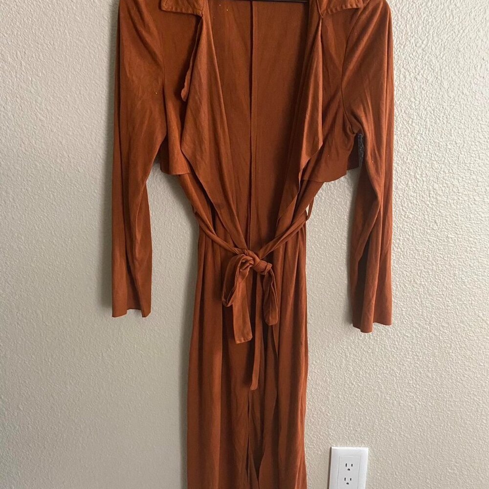 Windsor Women's Suede Style Burnt Orange Cardigan Duster